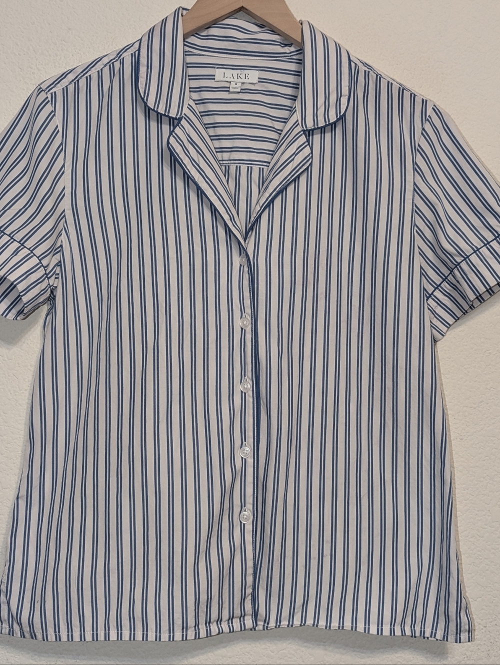 Lake Poplin Chloe pajama top Seaport shoreline size small Blue Stripe Cotton